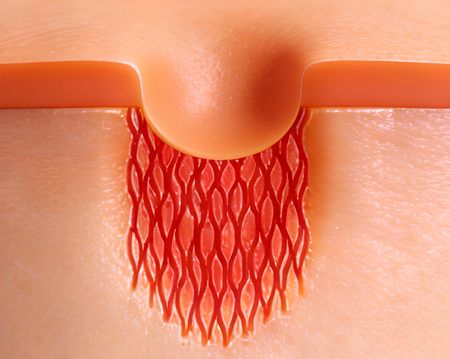 癒着した皮膚組織によるしわ・傷跡